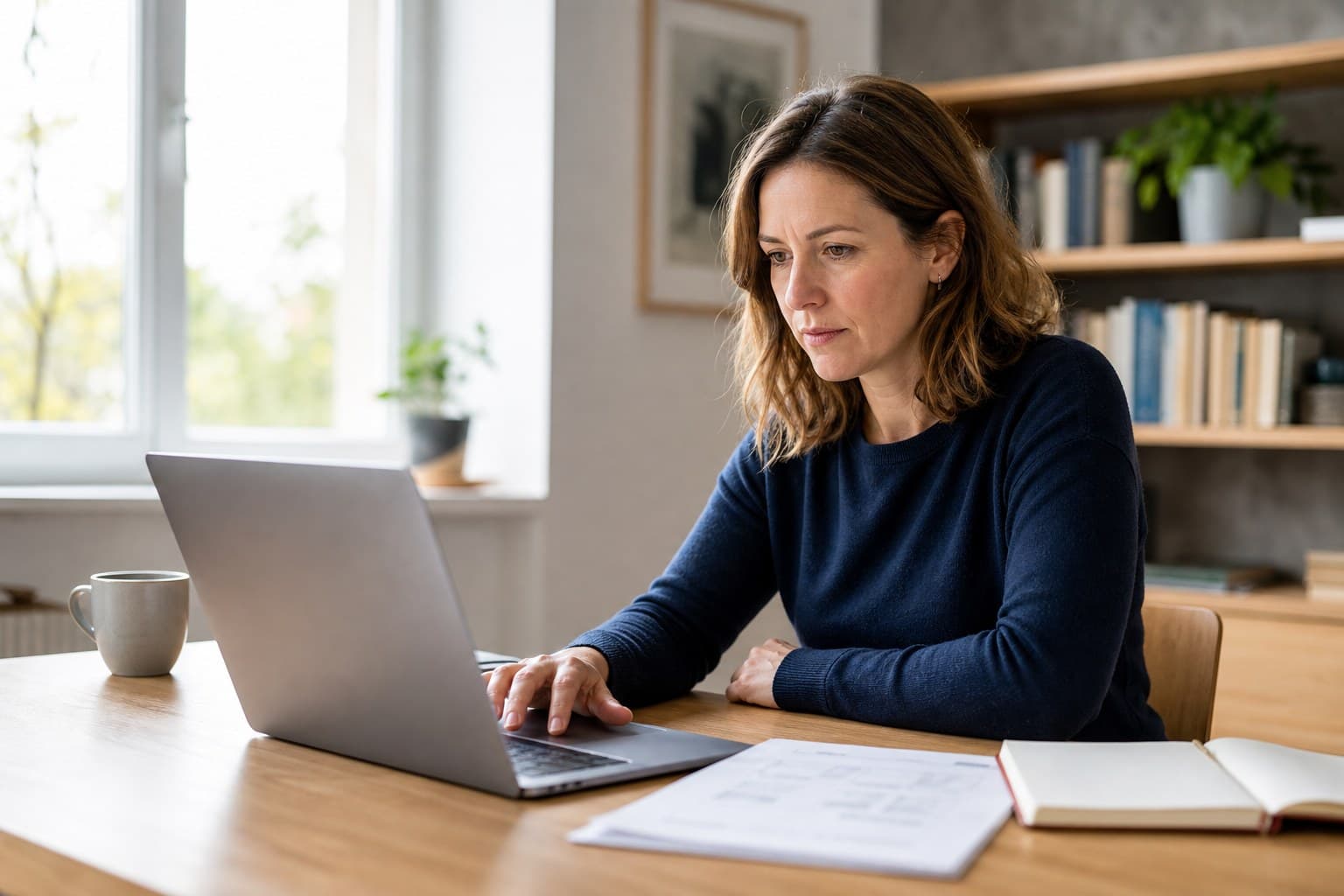 Freelancerin am Schreibtisch mit Laptop